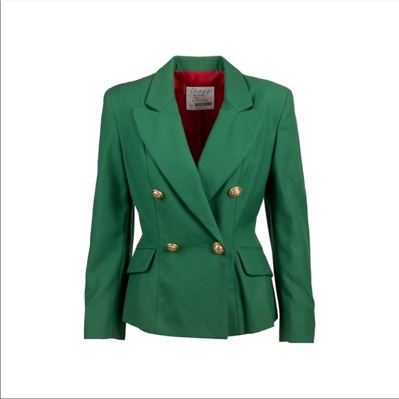 MOSCHINO - Vintage Cheap and Chic Double breasted blazer coat Green, 10 - Picture 8 of 12